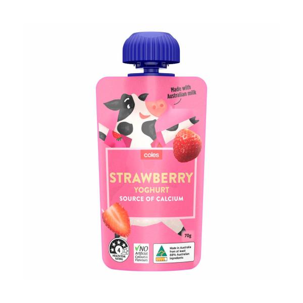 Coles Squeezie Yoghurt Pouch Strawberry 70g product image