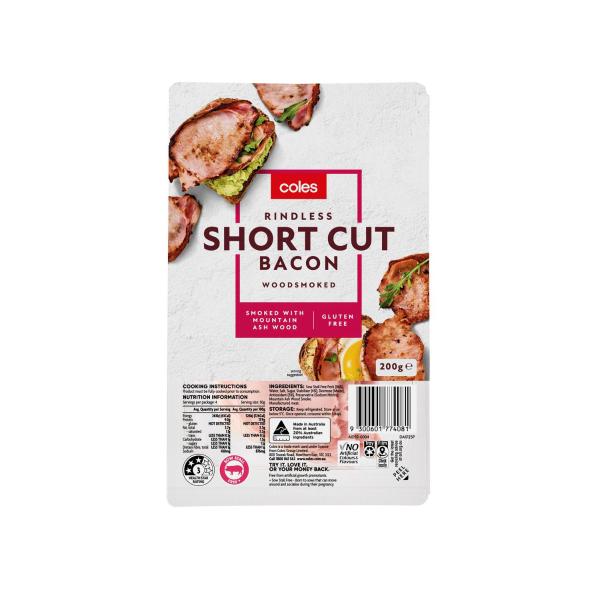 Coles Short Cut Bacon 200g product image