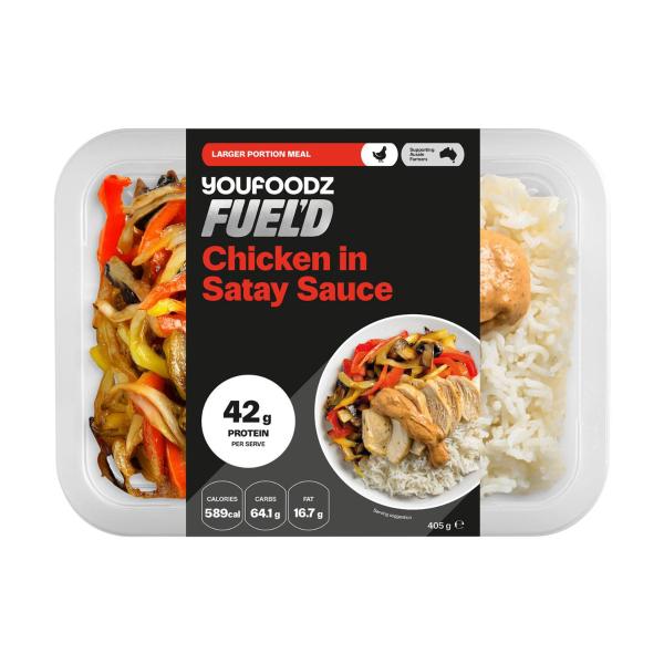 Chicken In Satay Sauce With Rice & Veg