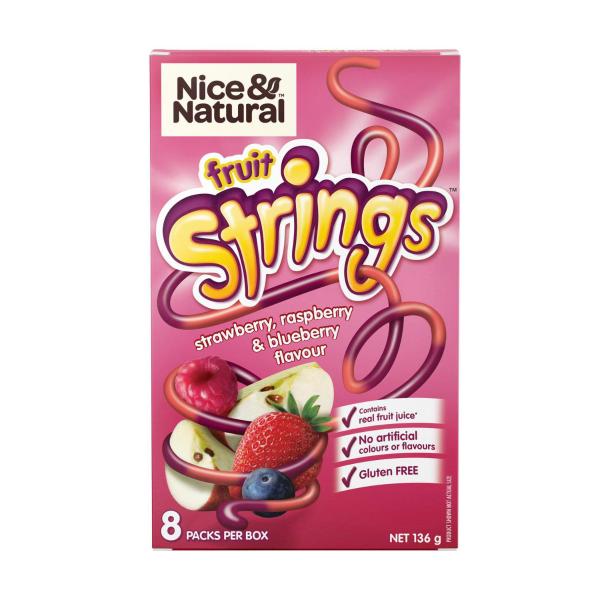 Nice & Natural Fruit Strings Multipack Lunch Box School Snacks Gluten Free 8 Pack 136g product image