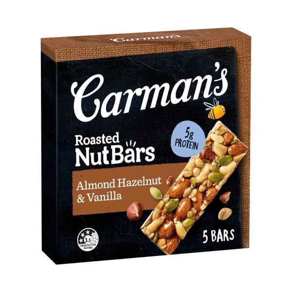Carman's Almond Hazelnut & Vanilla Nut Bars 5 Pack 175g