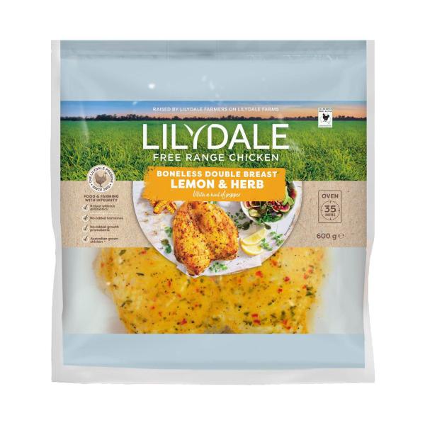 Lilydale Free Range Chicken Boneless Double Breast Lemon Herb 600g product image