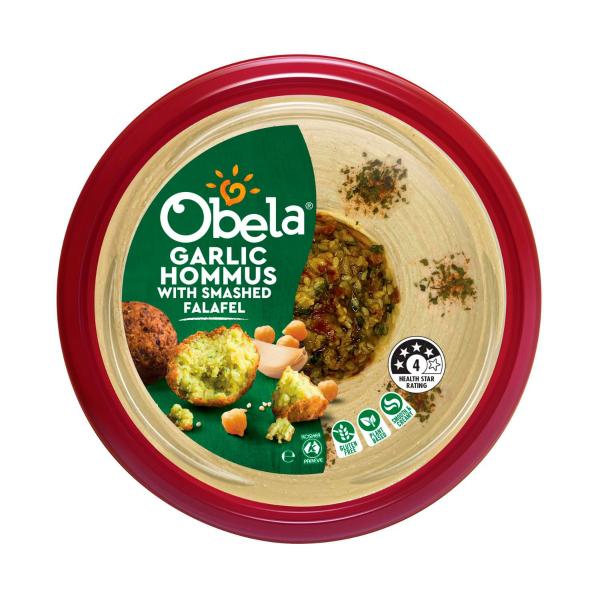 Garnished Dip Garlic Hommus With Smashed Falafel