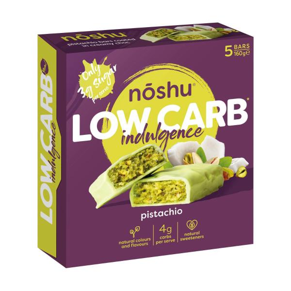 Noshu Low Carb Pistachio Indulgence Bars 160g product image