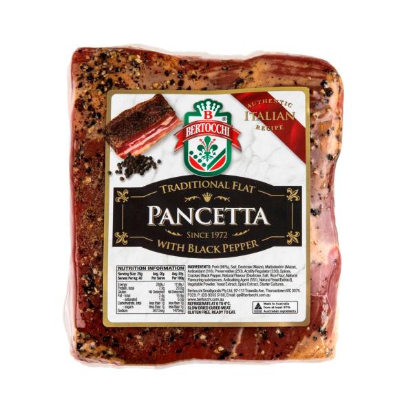 Bertocchi Pancetta Flat Black Pepper approx. 300g