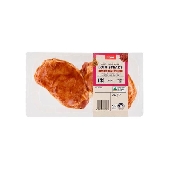 Coles Pork Loin Steak With Smokey BBQ Rub 300g product image