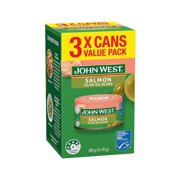 John West Olive Oil Blend Salmon Multipack 3 Pack 95g product image