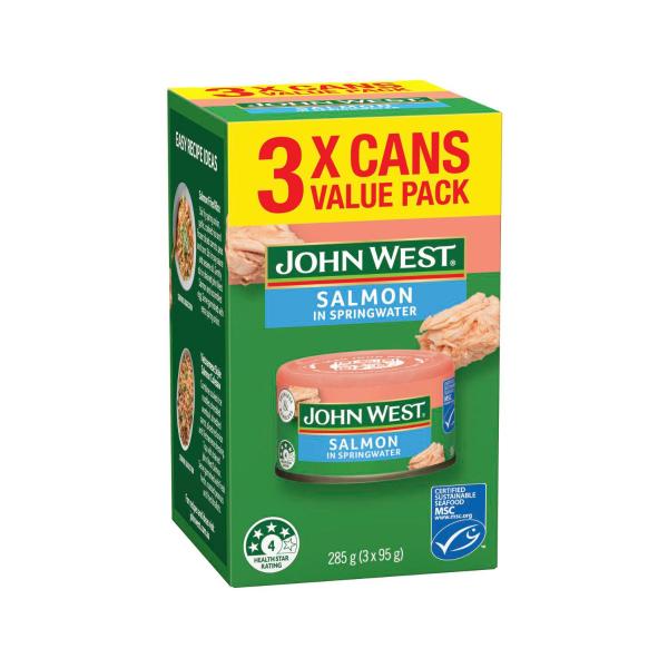John West Springwater Salmon Multipack 3x95g 3 Pack product image