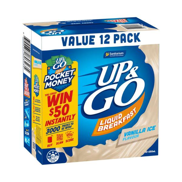 Up&go Liquid Breakfast Fridge Vanilla Pack 12x250ml