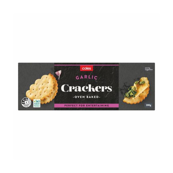 Coles Garlic Crackers 200g product image