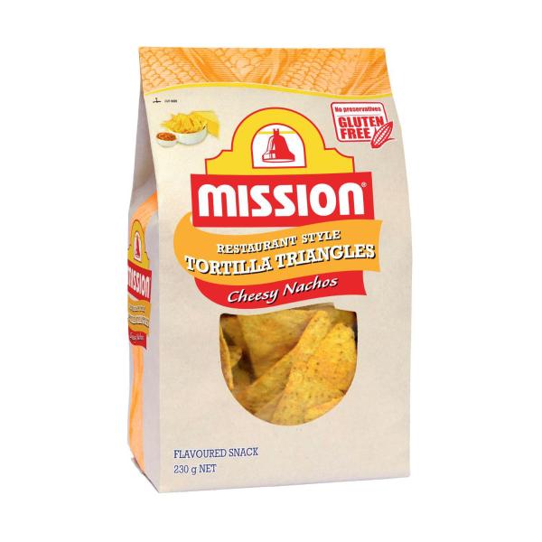 Mission Cheesy Nachos Tortilla Triangles Corn Chips 230g product image