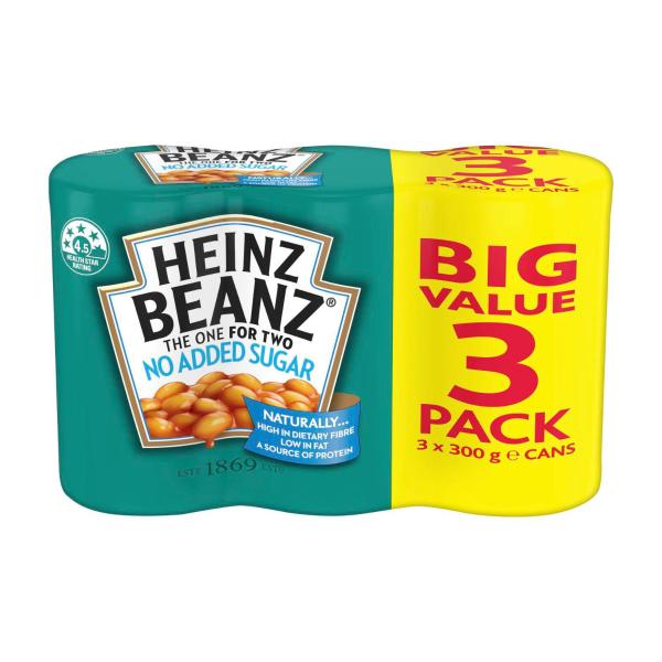 Heinz Baked Beans No Added Sugar 3 Pack 300g product image