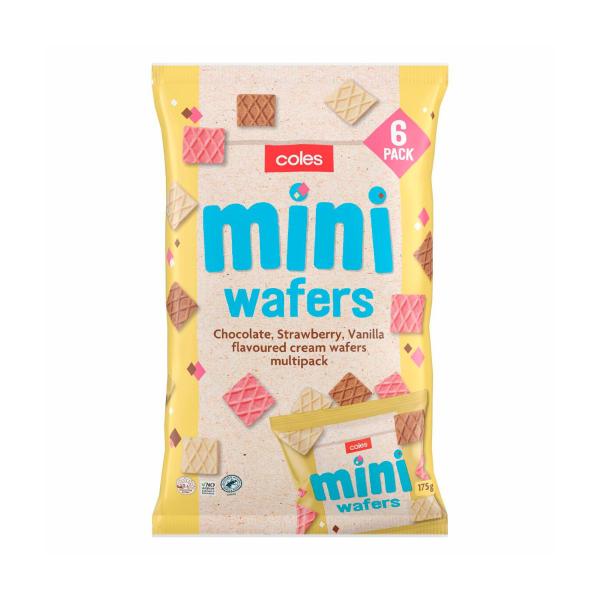 Coles Mini Cream Wafers Multipack 175g product image