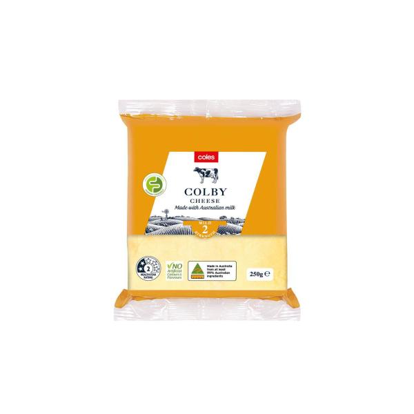 Coles Cheese Block Colby 250g product image
