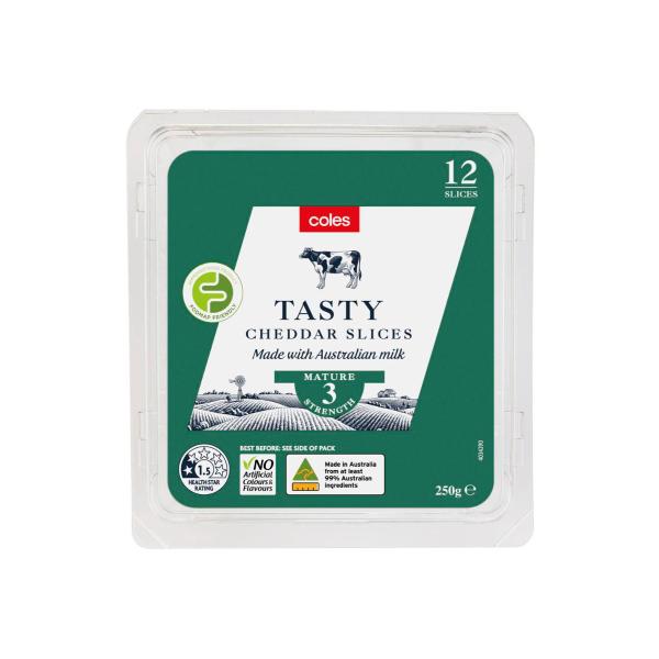 Coles Australian Tasty Cheese Slices 250g product image