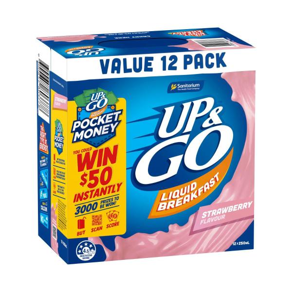 Up&go Liquid Breakfast Fridge Pack Strawberry 12x250ml