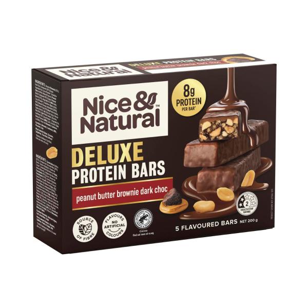 Nice & Natural Deluxe Protein Bars Peanut Butter Brownie 5 Pack | 200g – Coles