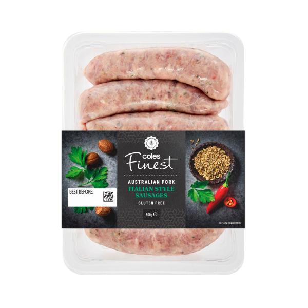 Coles Finest Italian Style Pork Sausages 500g product image
