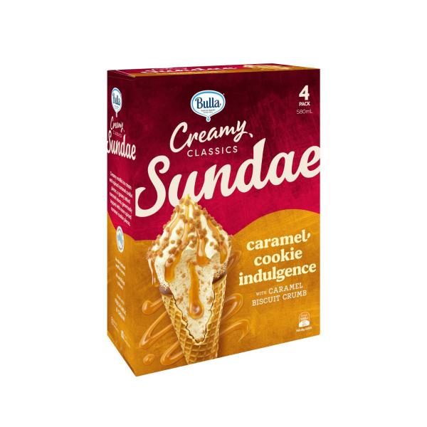 Creamy Classics Caramel Cookie Sundae Cones 4 Pack