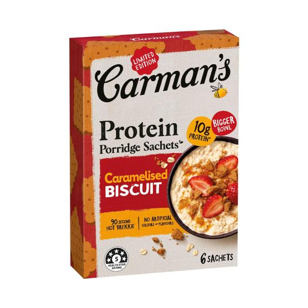 Carman's Protein Porridge Sachets Caramelised Biscuit | 300g – Coles