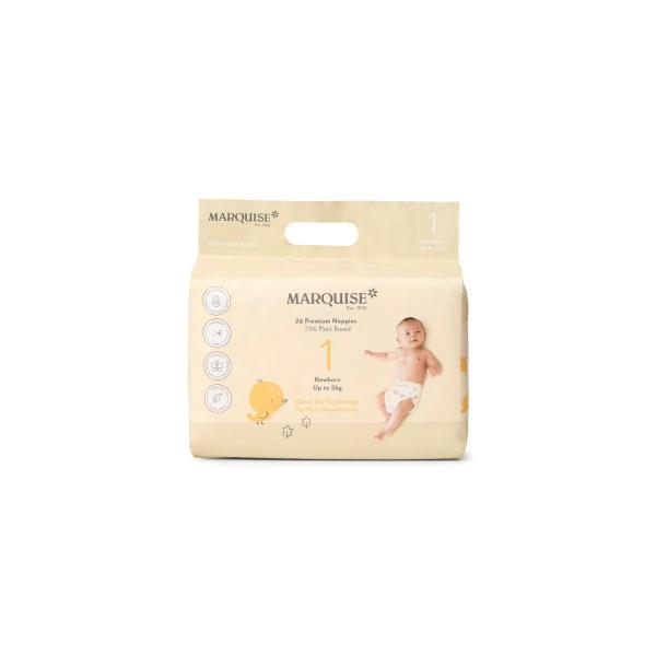 Marquise Hypoallergenic Newborn Nappies Size 1 (up To 5kg) 26 Pack