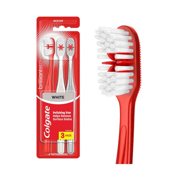 Colgate Brilliant White Toothbrush Medium | 3 Pack – Coles
