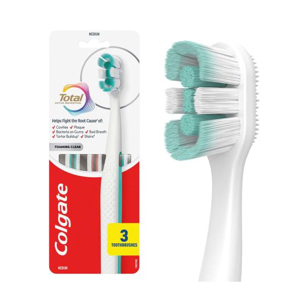 Colgate Total Foaming Clean Toothbrush Medium | 3 Pack – Coles
