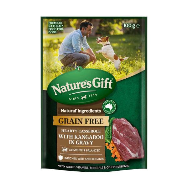 Nature's Gift Grain Free Hearty Casserole With Kangaroo In Gravy Dog Food | 100g – Coles
