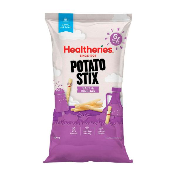 Healtheries Potato Stix Salt And Vinegar 6 Pack 120g