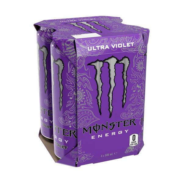 Monster Energy Drink Cans Ultra Violet 4x500ml | 4 PACK – Coles