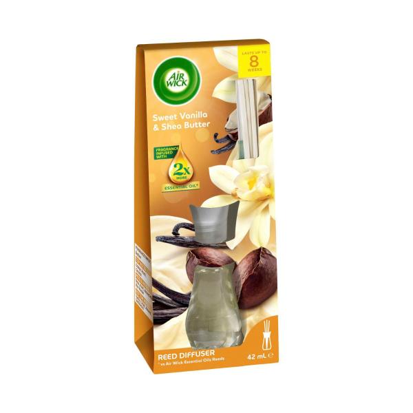 Air Wick 2X Essential Oil Reed Diffuser Sweet Vanilla & Shea Butter | 42mL – Coles