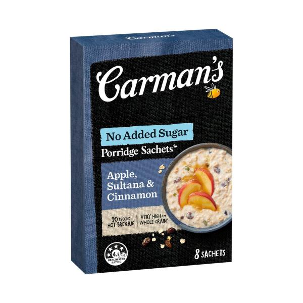 Carman's Porridge Sachets Apple Sultana & Cinnamon 8 Pack | 320g – Coles