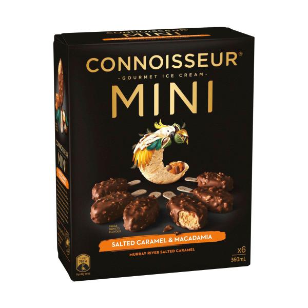 Connoisseur Mini Salted Caramel & Macadamia Ice Cream 6 Pack 360mL product image