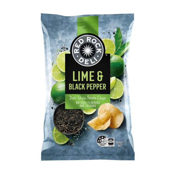 Red Rock Deli Potato Chips Share Pack Lime & Pepper 165g product image