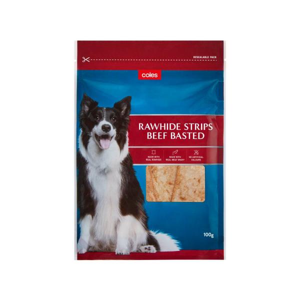 Coles Beef Basted Rawhide Chews Beef Dog Treats 100g