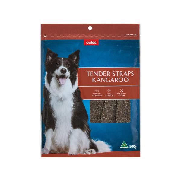 Coles Tender Kangaroo Straps Dog Treats 500g