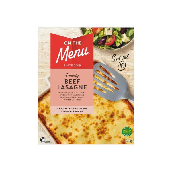 On The Menu Frozen Beef Lasagne 2kg product image