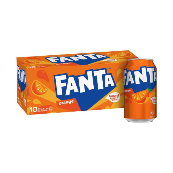 Fanta Orange Soft Drink 10x375ml 10 pack