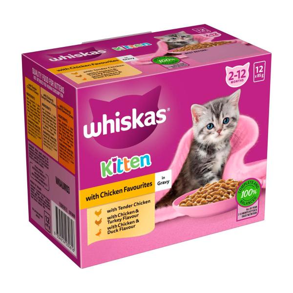 Kitten Wet Cat Food With Chicken Favourites In Gravy Pouches 12x85g