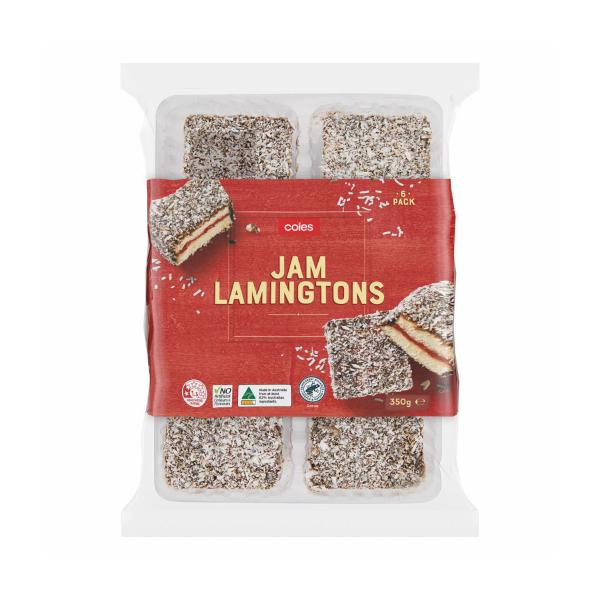 Coles Bakery Jam Lamingtons 6 Pack 350g product image