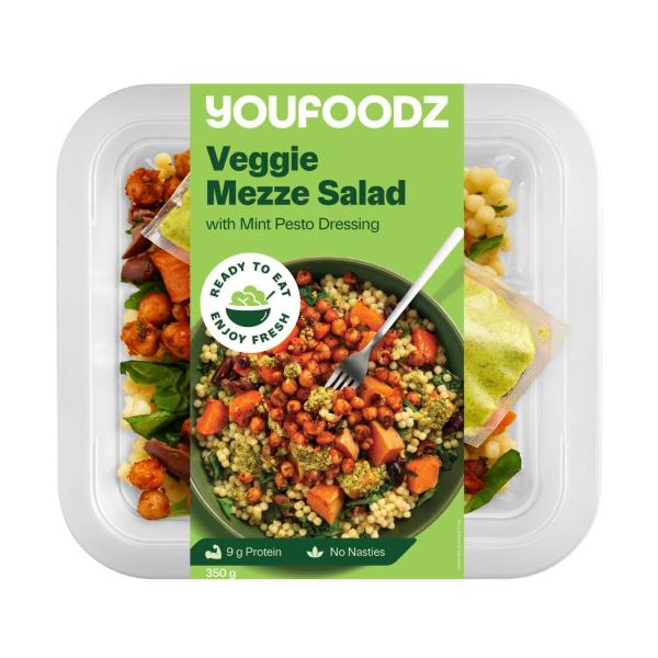 Veggie Mezze Salad With Mint Pesto Dressing