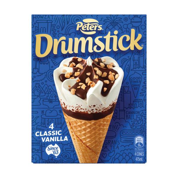 Drumstick Classic Vanilla Cones 4 Pack