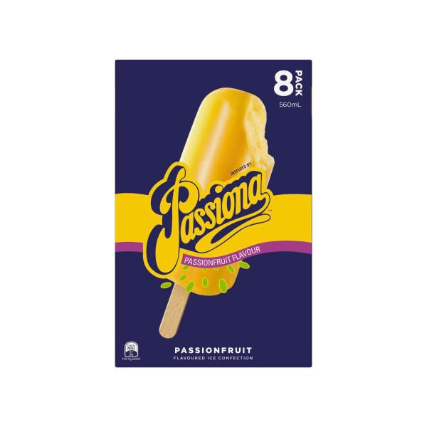 Passionfruit Flavoured Fruit Ice Sticks 8 Pack