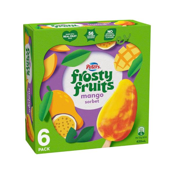 Peters Frosty Fruits Mango Ice Sticks 6 Pack