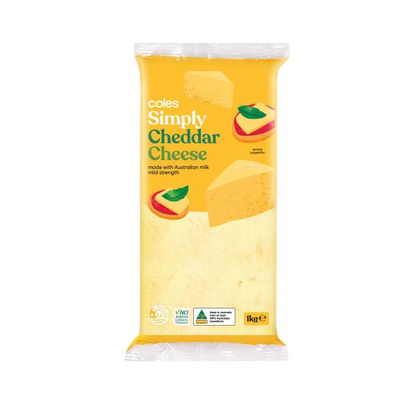 Coles Simply Cheddar Cheese Block 1Kg product image