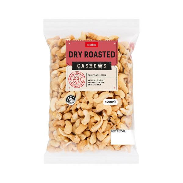 Coles Dry Roasted Cashews 400g product image