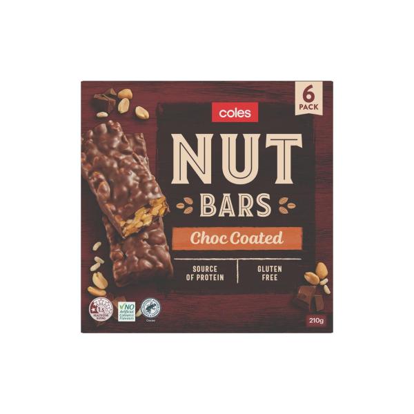 Coles Nut Bar Choc Coated 210g product image