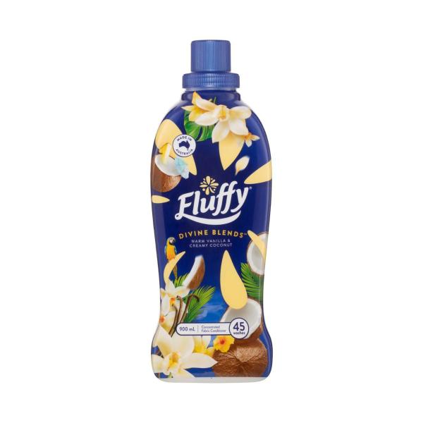 Fluffy Concentrate Liquid Fabric Softener Conditioner Divine Blends Warm Vanilla & Creamy Coconut 900mL product image