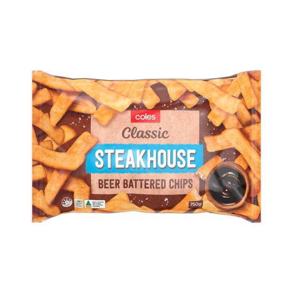 Coles Beer Battered Steakhouse Chips 750g