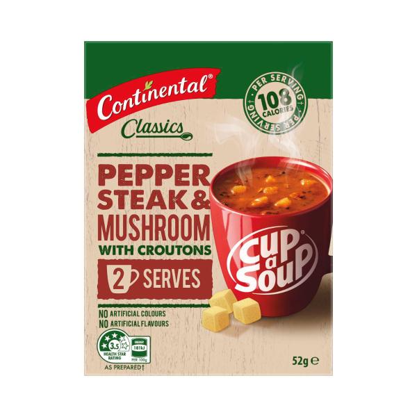 Continental Cup A Soup Pepper Steak & Mushroom With Croutons Serves 2 | 52g – Coles